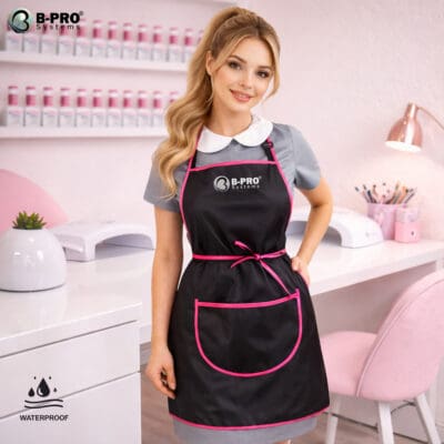 Nail Tech Apron - "Classic Black Fuchsia"