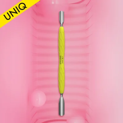 Staleks Manicure pusher Gummy with yellow silicone handle UNIQ 10 TYPE 1 (rounded wide and rounded narrow pusher)