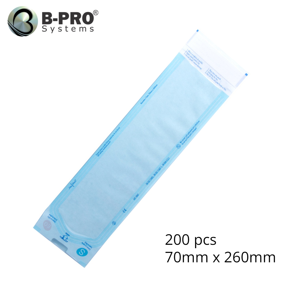 SelfSealing Sterilisation Pouch x200 (70mmx260mm) BPRO Systems