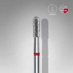 Staleks - Diamond nail drill bit rounded cylinder red EXPERT head diameter 2,3 mm / working part 6,5 mm