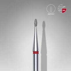 Staleks - Diamond nail drill bit rounded bud red EXPERT head diameter 1,2 mm / working part 3 mm