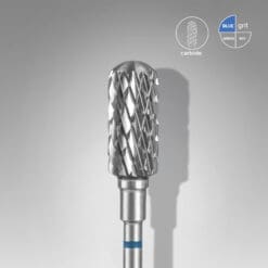 Staleks - Carbide nail drill bit safe rounded cylinder blue EXPERT head diameter 6 mm/ working part 14 mm