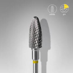 Staleks - Carbide nail drill bit corn yellow EXPERT head diameter 6 mm / working part 14 mm